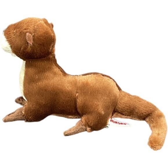 Aurora Mini Flopsie Sliddy Brown & White Otter Plush Stuffed Animal Toy 8" - Picture 3 of 6